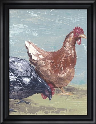 Framed Farm Life-Chickens I Print