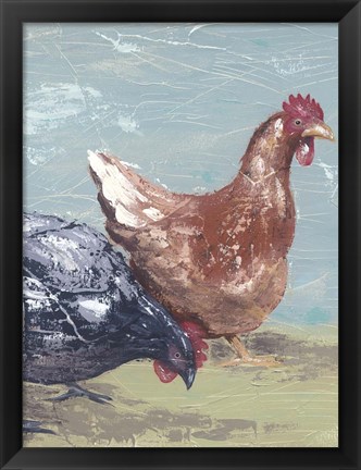 Framed Farm Life-Chickens I Print