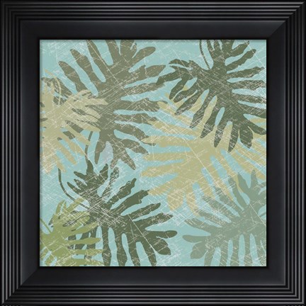 Framed Faded Tropical Leaves I Print