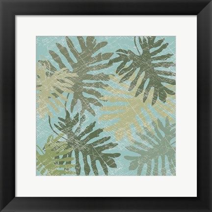 Framed Faded Tropical Leaves I Print