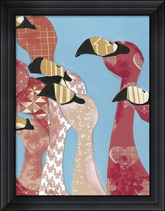 Framed Flock of Flamingoes I Print