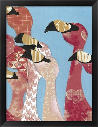 Framed Flock of Flamingoes I Print