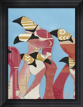 Framed Flock of Flamingoes II Print