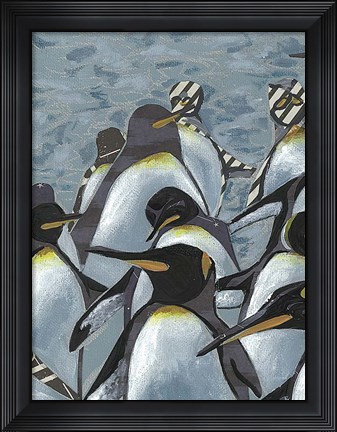 Framed Colony of Penguins I Print