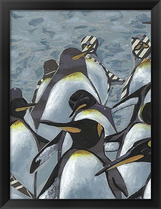 Framed Colony of Penguins I Print