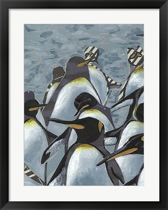 Framed Colony of Penguins I Print