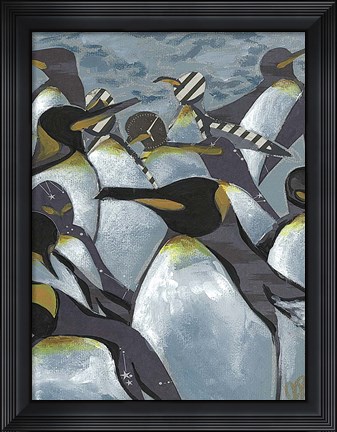 Framed Colony of Penguins II Print
