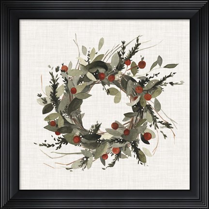 Framed Farmhouse Wreath I Print