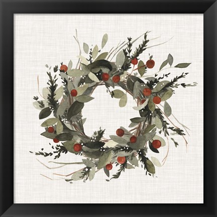 Framed Farmhouse Wreath I Print