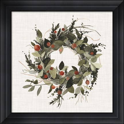 Framed Farmhouse Wreath II Print
