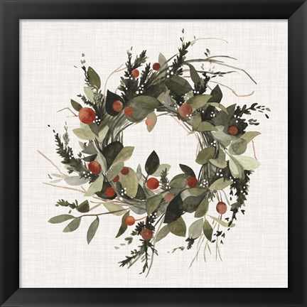 Framed Farmhouse Wreath II Print