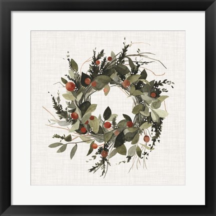 Framed Farmhouse Wreath II Print