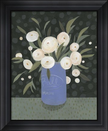 Framed Mason Jar Bouquet I Print