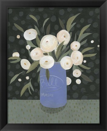 Framed Mason Jar Bouquet I Print