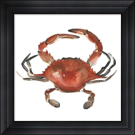 Framed Watercolor Crab I Print