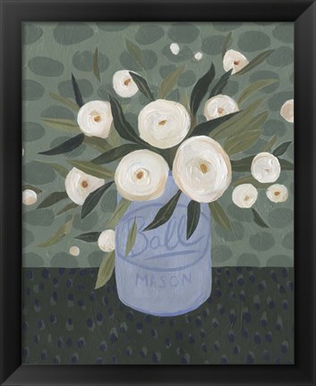 Framed Mason Jar Bouquet III Print