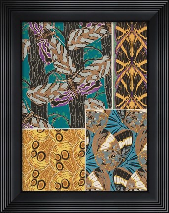 Framed Decorative Butterflies I Print