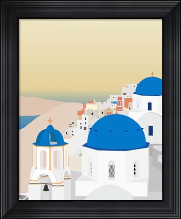 Framed Travel Europe--Santorini Print