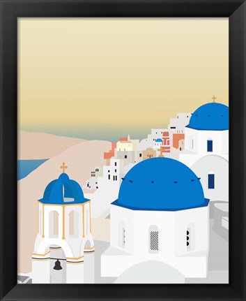 Framed Travel Europe--Santorini Print