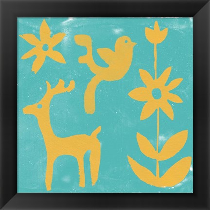 Framed Otomi Tile I Print