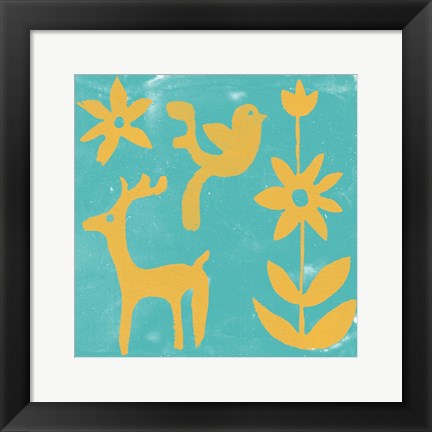 Framed Otomi Tile I Print