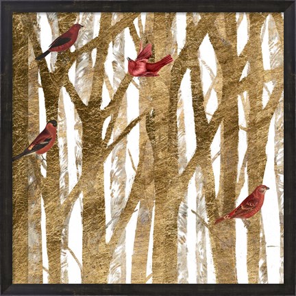 Framed Red Bird Christmas I Print