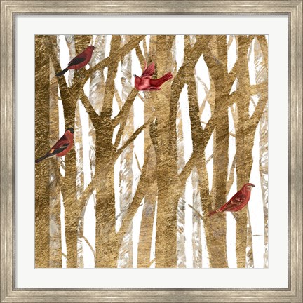 Framed Red Bird Christmas I Print