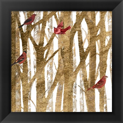 Framed Red Bird Christmas I Print