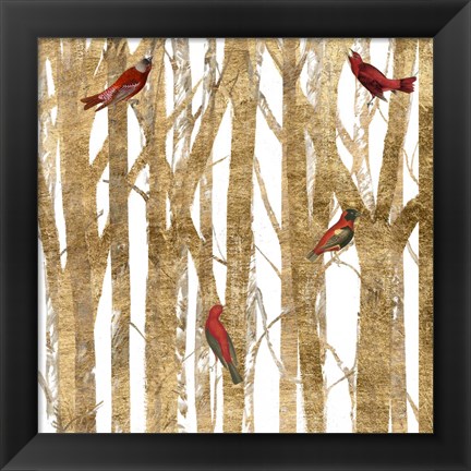 Framed Red Bird Christmas II Print