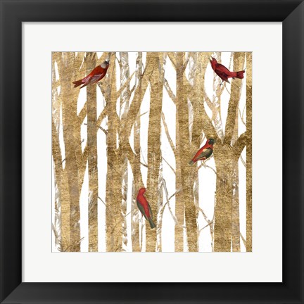 Framed Red Bird Christmas II Print