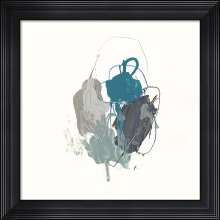 Framed Teal Gesture I Print