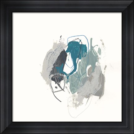 Framed Teal Gesture IV Print