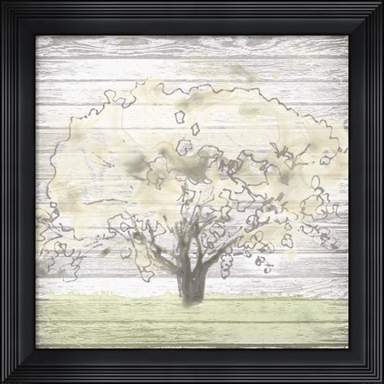 Framed Barn Tree I Print