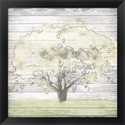 Framed Barn Tree I Print