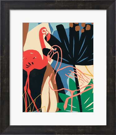 Framed Funky Flamingo I Print