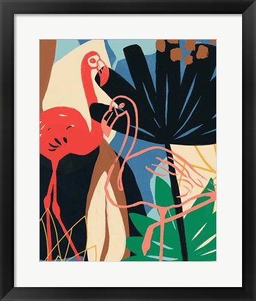 Framed Funky Flamingo I Print