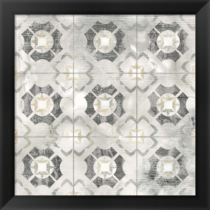 Framed Marble Tile Design III Print