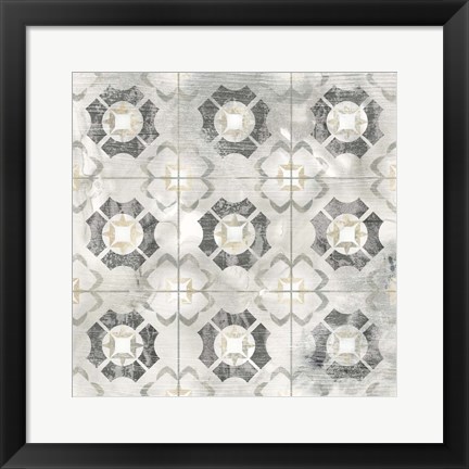 Framed Marble Tile Design III Print