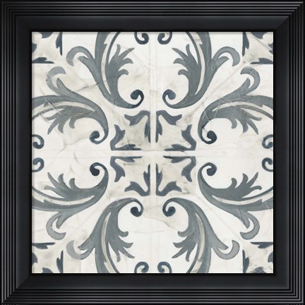 Framed Teal Tile Collection I Print