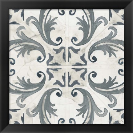 Framed Teal Tile Collection I Print
