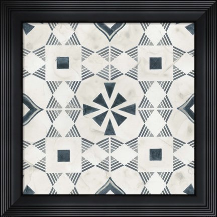 Framed Teal Tile Collection V Print