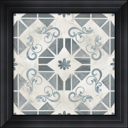 Framed Teal Tile Collection VI Print