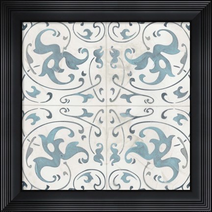 Framed Teal Tile Collection VIII Print