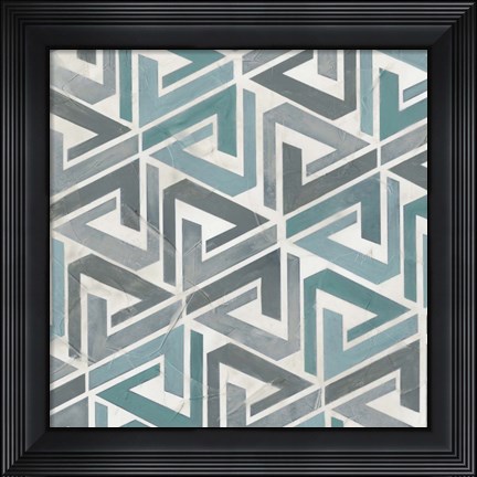 Framed Teal Tile Collection II Print