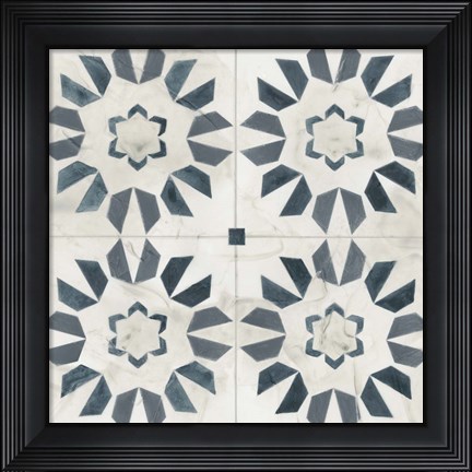 Framed Teal Tile Collection III Print