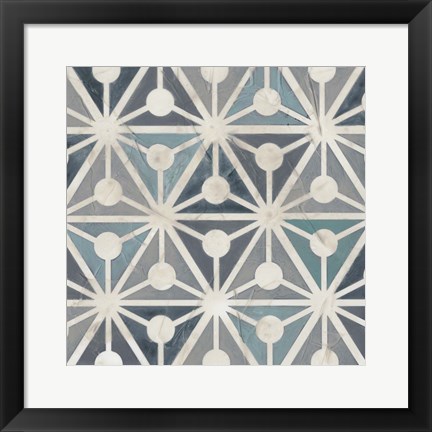Framed Teal Tile Collection IX Print