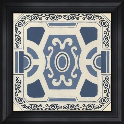 Framed Indigo Motif V Print
