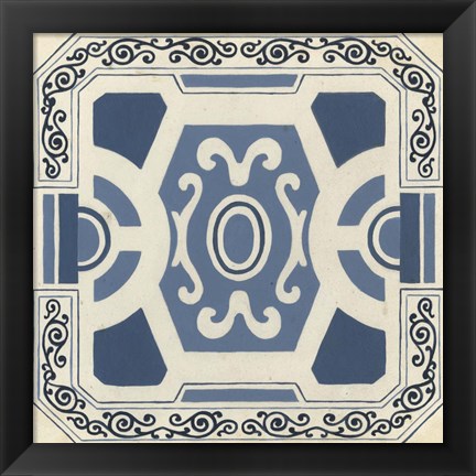 Framed Indigo Motif V Print