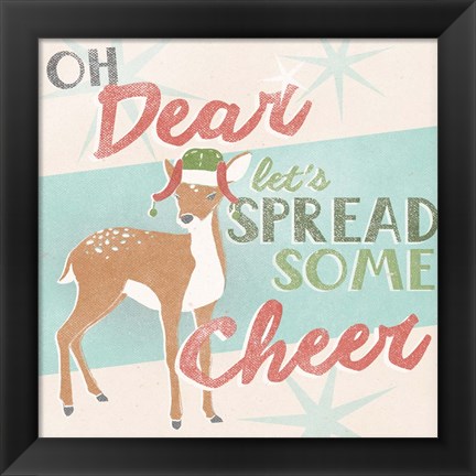 Framed Retro Christmas I Print