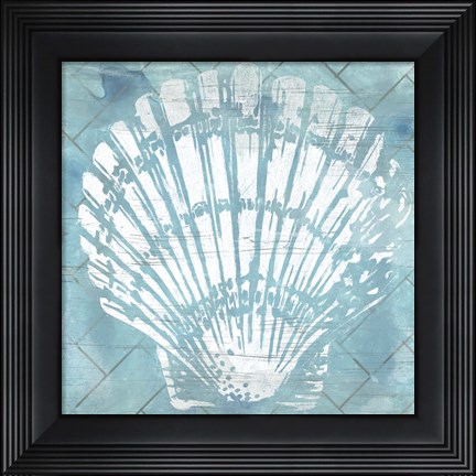 Framed Cerulean Shell I Print